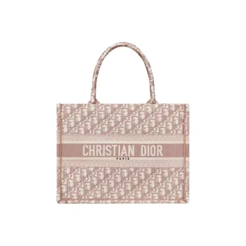 DIOR BookTote Canvas Canvas Bag Tote Bag Shopping Bag Shoulder Bag Handbag Medium Size Women's Rose Pink
