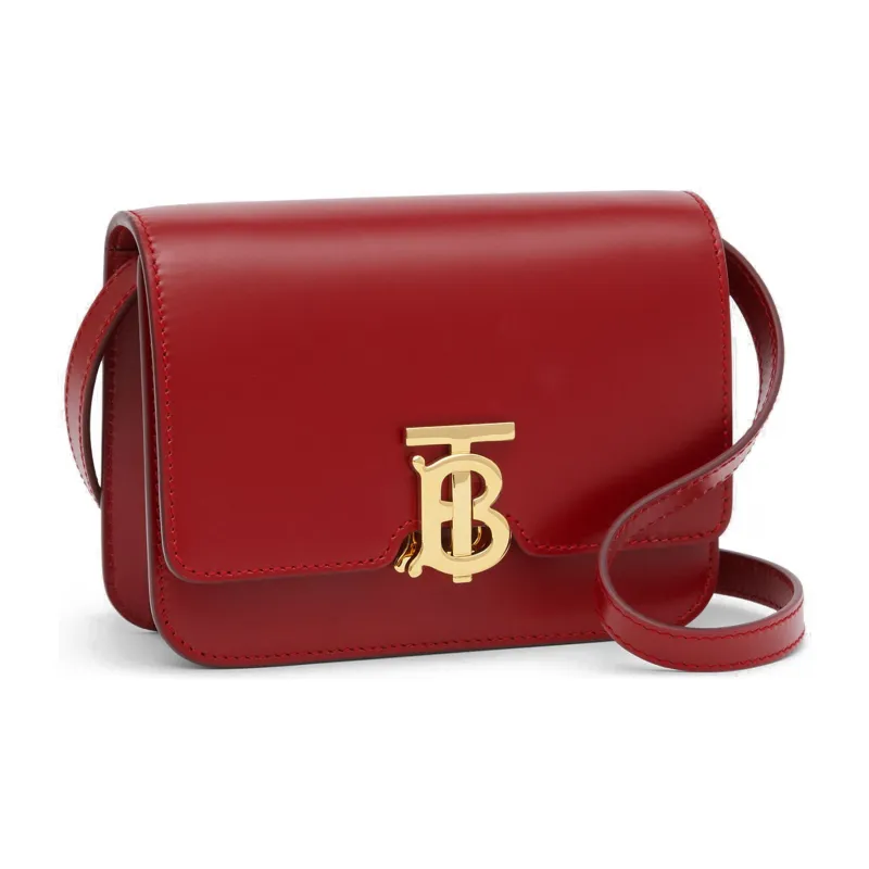 Burberry Leather Handheld Crossbody Bag Shoulder Bag Women's Deep Red-2