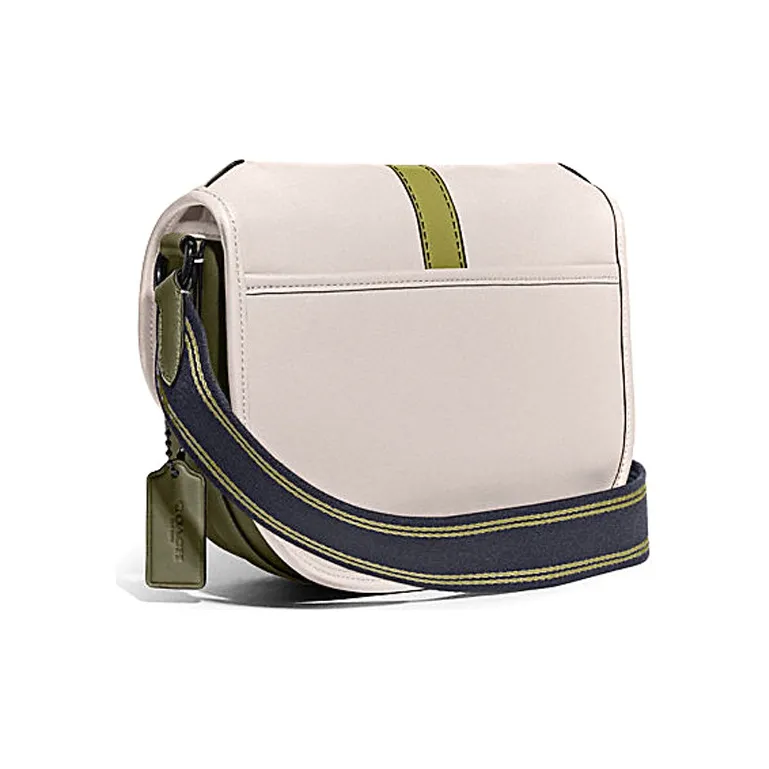 COACH Hitch Cow Leather Shoulder Bag, Crossbody Bag Medium Size Men's White, Green & Multicolor-1