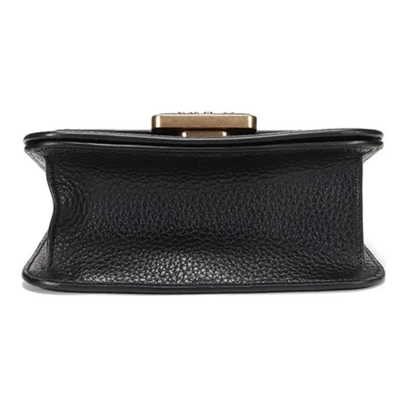 COACH Alie Leather Messenger Bag Small Square Bag Crossbody Bags Shoulder Bags Women's Black-4