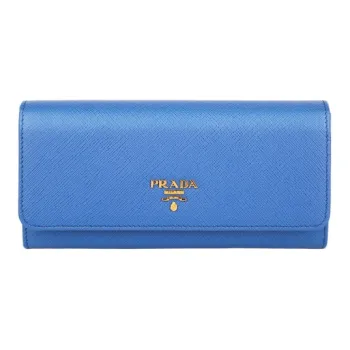 PRADA Cowhide Leather Wallet Women's Blue