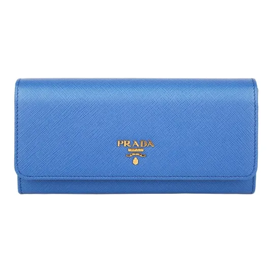 PRADA Cowhide Leather Wallet Women's Blue-0