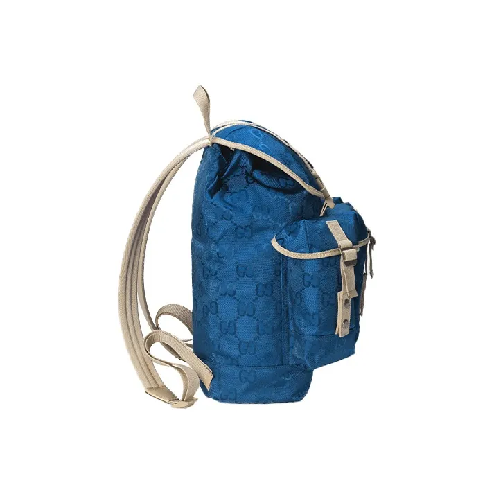 GUCCI Off The Grid Nylon With Leather Backpack Unisex Blue/Beige-2