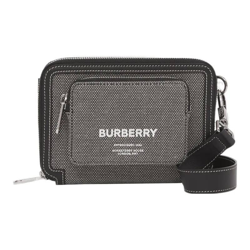 Burberry Cotton Canvas Messenger Bag Shoulder Bag Crossbody Bag Men's Gray-0