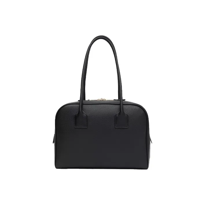 Burberry Cube Calfskin Bowling Bag Handbag Shoulder Bag Medium Size Women's Black-3