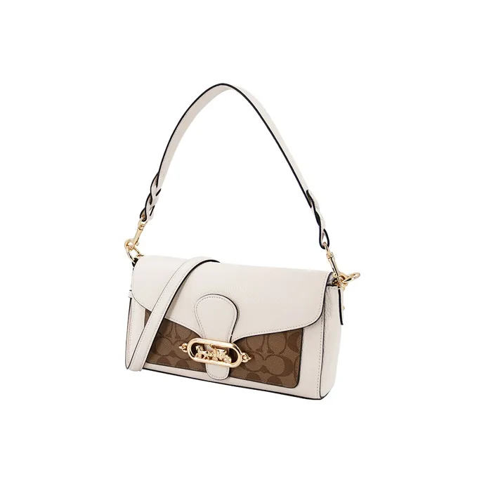 COACH Jade Leather Zhi Sheng Bag Shoulder Bag Handbag Shoulder Bag Crossbody Bag 26 Women's White & Dark Brown Monogram-1