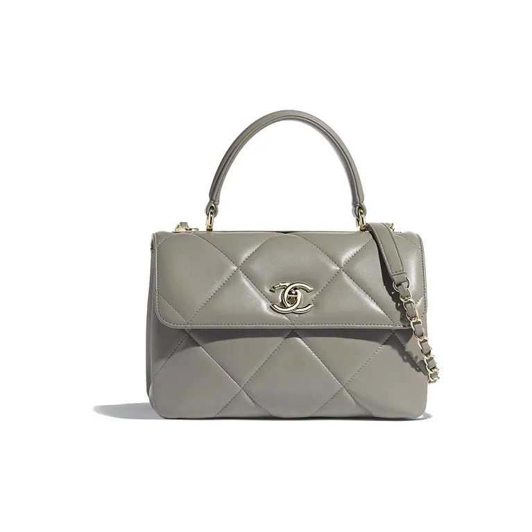 CHANEL Trendy Cc Sheepskin Shoulder Bag, Crossbody Bag, Handbag Women's Gray-0