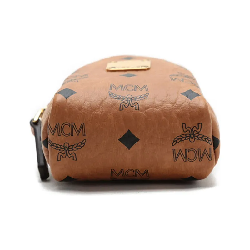 MCM Visetos Leather Shoulder Bag, Crossbody Bag, Coin Purse Mini Women's Cognac-4