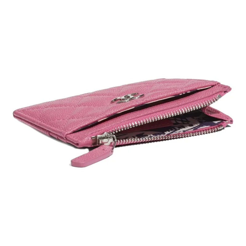CHANEL Cow Leather Card Holder Unisex Pink-2