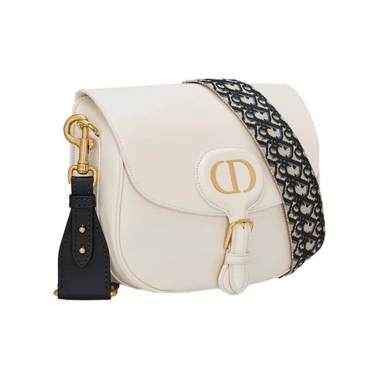 DIOR Bobby Polished Calfskin Shoulder Bag Crossbody Bag Large Size Women's Milk White-1