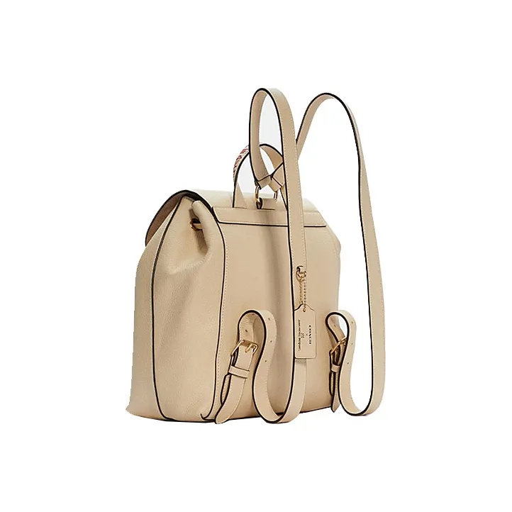 COACH Basquiat Collaboration Kleo Leather Backpack Large Size Women's Khaki-1