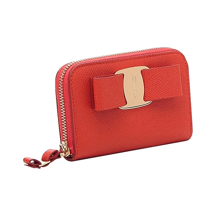 FERRAGAMO Cow Leather Wallet Women's Orange-1