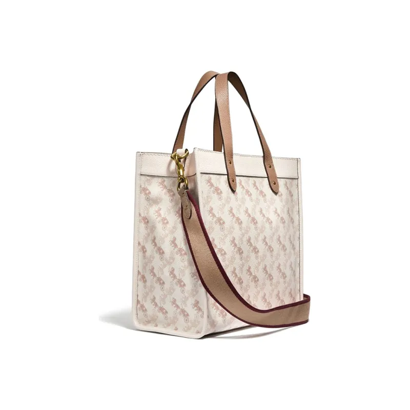 COACH Field Canvas With Leather Tote Bag Shopping Bag Portable Crossbody Bag Shoulder Bag Large Size Women's White-1
