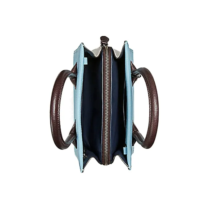 COACH Cashin Leather Tote Bag, Shopping Bag, Handbag, Shoulder Bag, Crossbody Bag Trumpets Women's Blue & Black-3