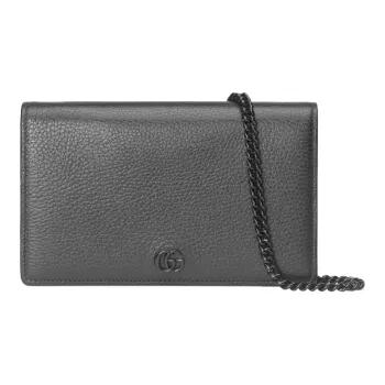 GUCCI GG Marmont Leather Wallet, Shoulder Bag, Crossbody Bag Women's Black