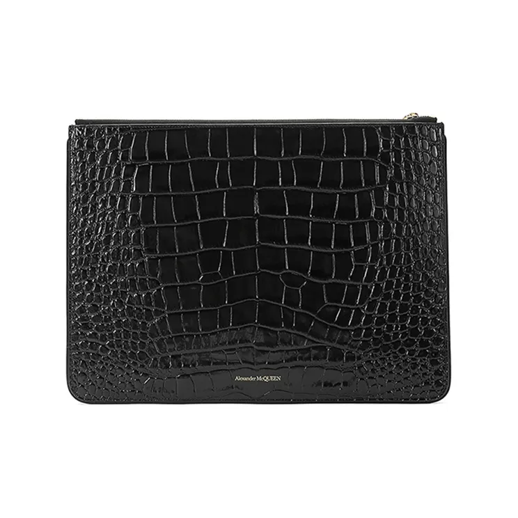 Alexander McQueen Cow Leather Clutch Tubas Women's Black-2