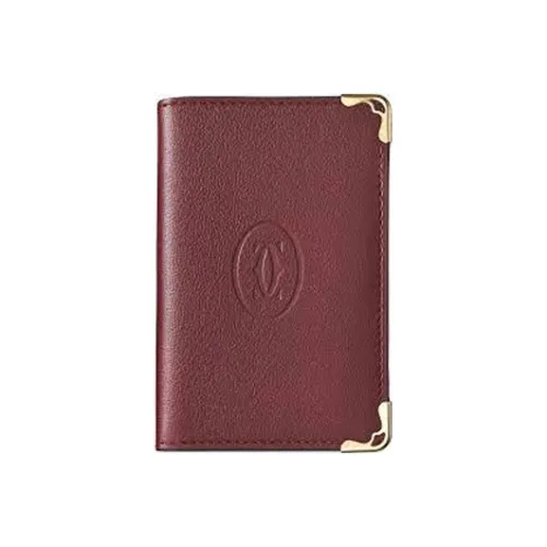 CARTIER Calfskin Card Holder Women's Burgundy