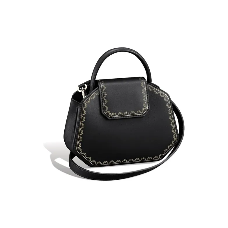 CARTIER GUIRLANDE Calfskin Handbag Shoulder Bag Crossbody Bag Mini Women's Black-1