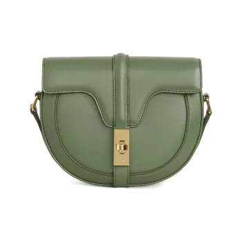 CELINE 16 Cow Leather Handbag Shoulder Bags Small Size Women's Light Khaki Green