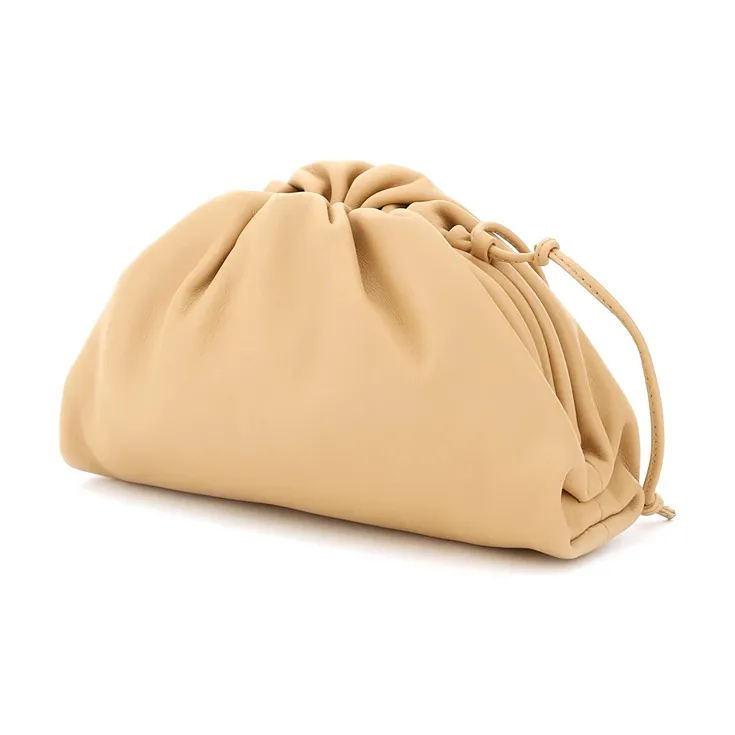 Bottega Veneta Calfskin Shoulder Bag, Cloud Bag, Clutch Mini Women's Apricot-1