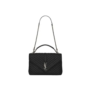 SAINT LAURENT Leather Shoulder Bag Crossbody Bag Handbag Large Size Women's Black