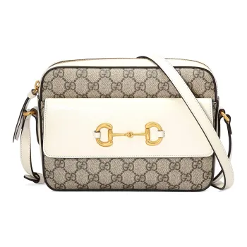 GUCCI Horsebit 1955 Canvas panelled Leather Detailing Camera Bag, Crossbody Bag, Shoulder Bag Women's