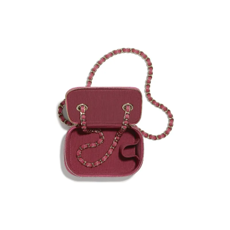 CHANEL Caviar Leather Box Chain Bag, Shoulder Bag Mini Women's Dark Pink-2