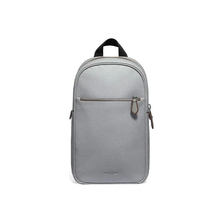COACH Metropolitan Soft Leather One Shoulder Backpack, Sling Bag Small Size Men's Light Gray-0
