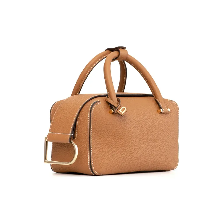 Delvau Cool Bo Calfskin Shoulder Bag Crossbody Bag Handbag Mini Women's Brown-1
