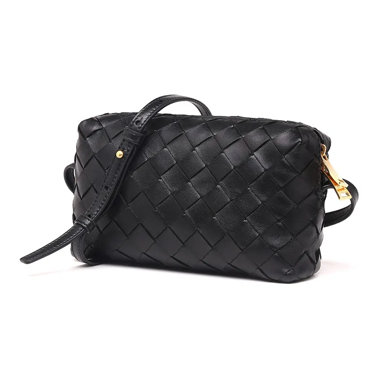Bottega Veneta Intrecciato Crossbody Bag Gold tone Black-1