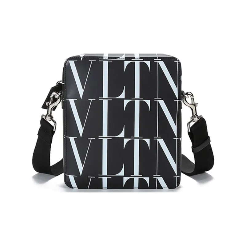 Valentino Cow Leather Crossbody Bag, Shoulder Bag Men's Black White-0