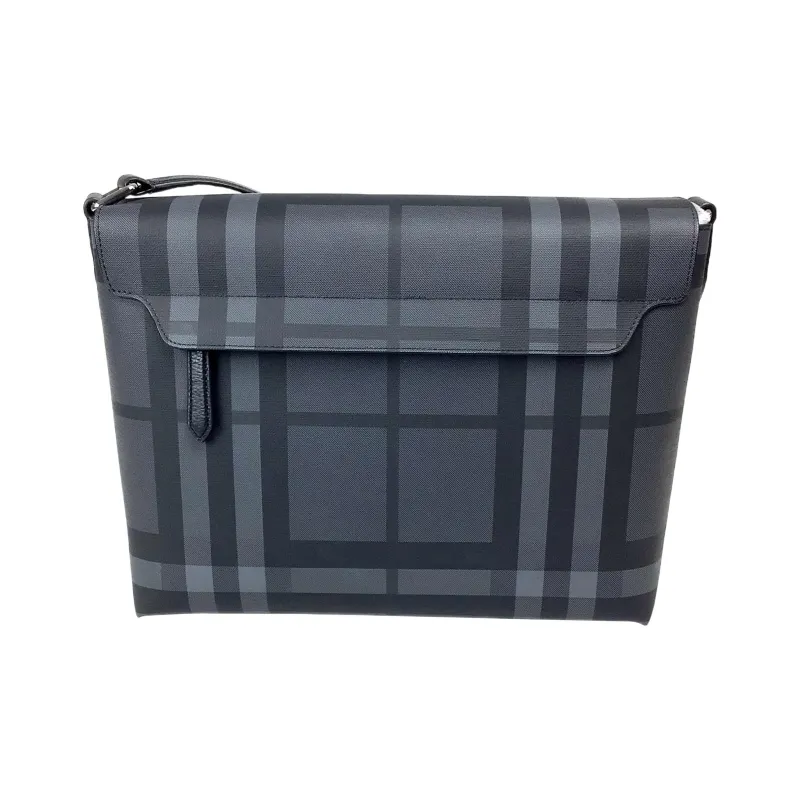 Burberry Cow Leather Trim Messenger Bag, Crossbody Bag, Shoulder Bag Men's Dark Gray Blue-2