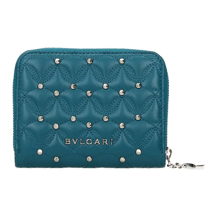 BVLGARI Leather Wallet Women's Blue-0