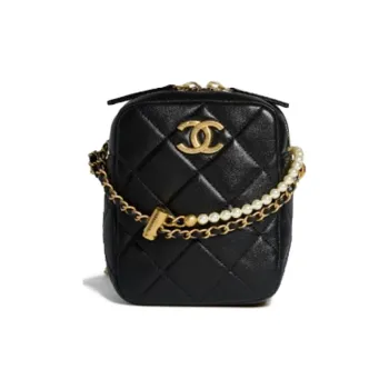CHANEL Sheepskin Cell Phone Pouch, Camera Bag, Shoulder Bag, Crossbody Bag Women's Black