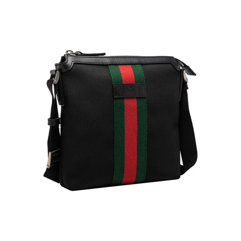 GUCCI Canvas With Leather Canvas Bag, Messenger Bag, Crossbody Bag, Shoulder Bag Men's Black-1