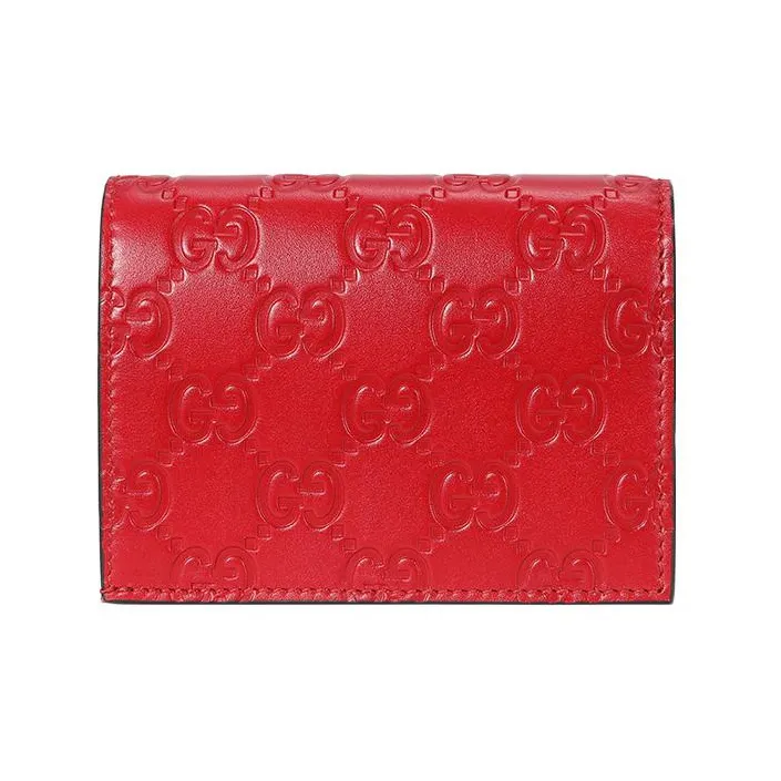 GUCCI Cow Leather Clutches Wallets Women's Red-2