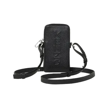 KENZO Letter Logo Leather Cell Phone Pouch, Crossbody Bag, Shoulder Bag Unisex Black