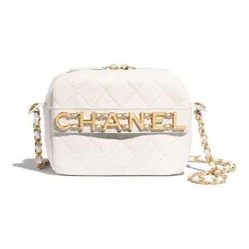 CHANEL Calfskin Camera Bag, Crossbody Bag, Shoulder Bag Women's White