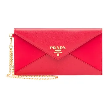 PRADA Saffiano Leather Envelope Bag, Shoulder Bag, Crossbody Bag Regular Women's Red