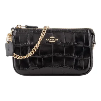 COACH Cow Leather Shoulder Bag Mahjong One Shoulder Crossbody Clutch Large Size Women's Black