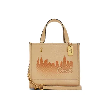 COACH Jennifer Collaboration Leather Tote Bag Shopping Bag Crossbody Handbag Small Size Women's Beige Yellow