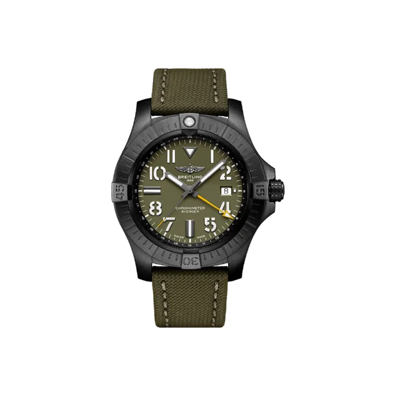BREITLING Avenger Collection Automatic Mechanical Movement Unisex Watch 45mm Green Dial Titanium Alloy Watch Case-0