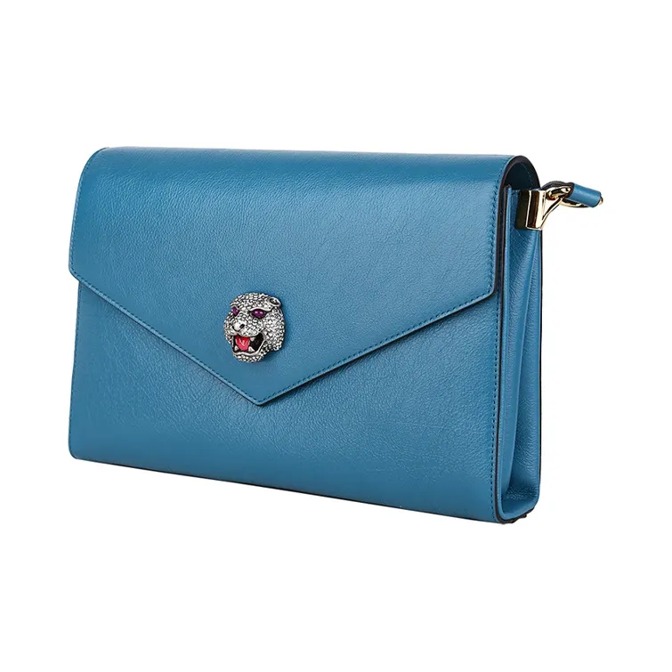 GUCCI Leather Envelope Bag, Shoulder Bag Women's Sapphire Blue-1