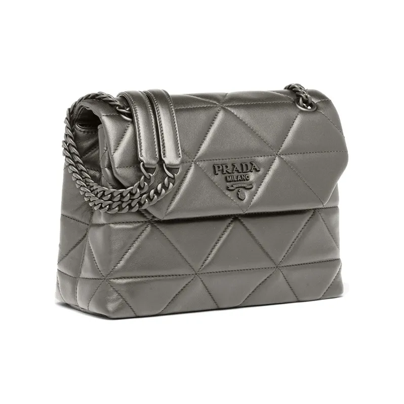 PRADA Spectrum Leather Small Square Bag Shoulder Bag Crossbody Bag Women's Marble Gray-1