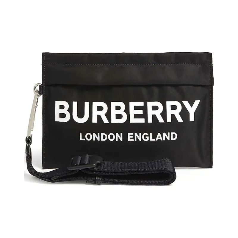 Burberry Zip Pouch Logo Print Nylon Black-0