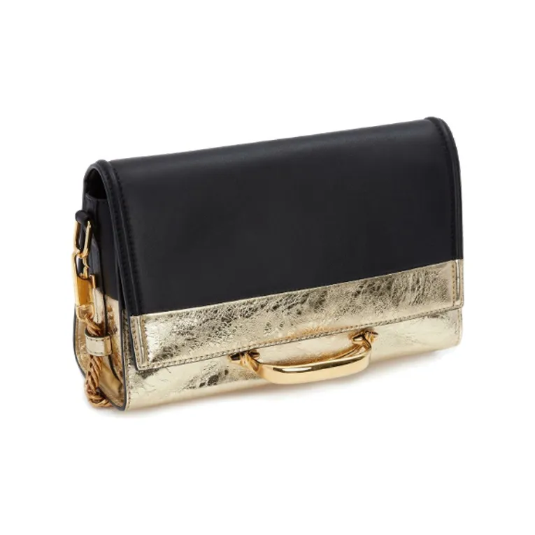 Alexander McQueen THE STORY Calfskin Clutches Shoulder Bag Crossbody Bag Women's Black Gold-1