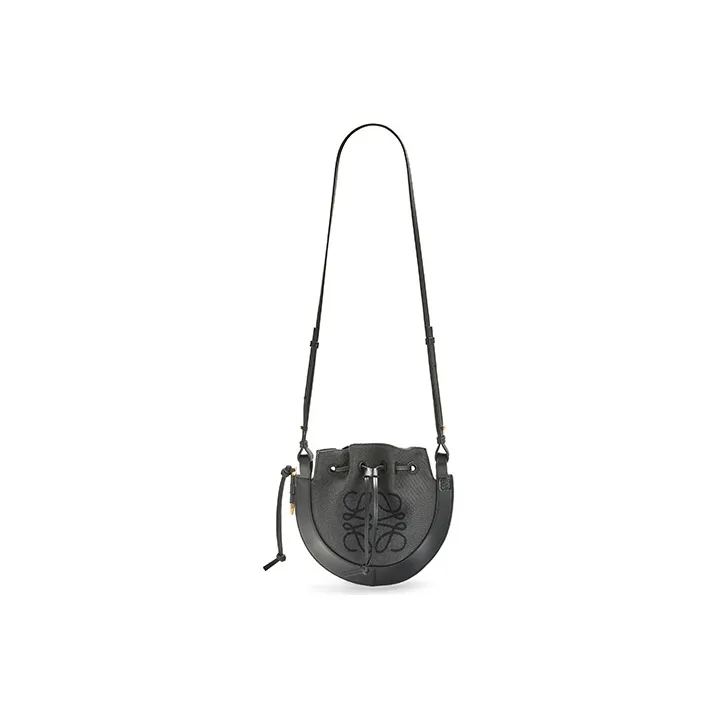 LOEWE Anagram Cow Leather Frisbee Bag Crossbody Bag Shoulder Bag Women's Black-2