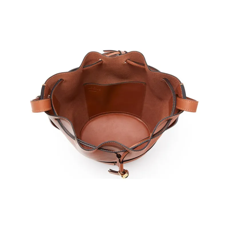 LOEWE Balloon Cow Leather Bucket Bag Balloon Bag Shoulder Bag Crossbody Bag Small Size Women's Caramel Brown-3