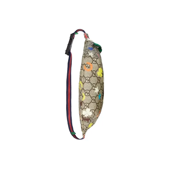 GUCCI Canvas With Leather Sling Bag Fanny Pack Regular Kids' Ebony/Green/Multicolor-5