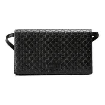 GUCCI Wallet Crossbody MircoGUCCIssima Black